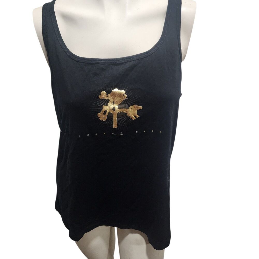 Joshua Tree Tank Top Bella Canvas Black Gold Graphic‎ Sleeveless Size L